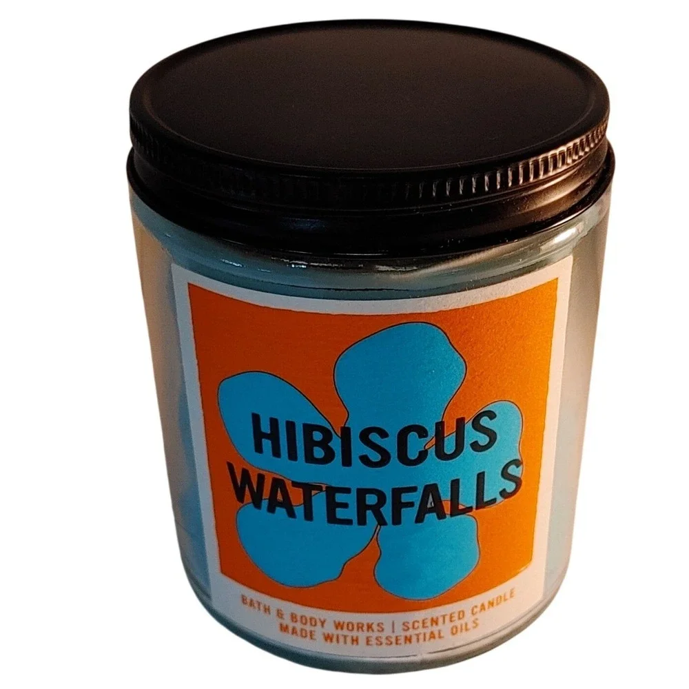 Bath & Body Works Hibiscus Waterfalls Scented Candle 7oz Sing Wick Essential Oil